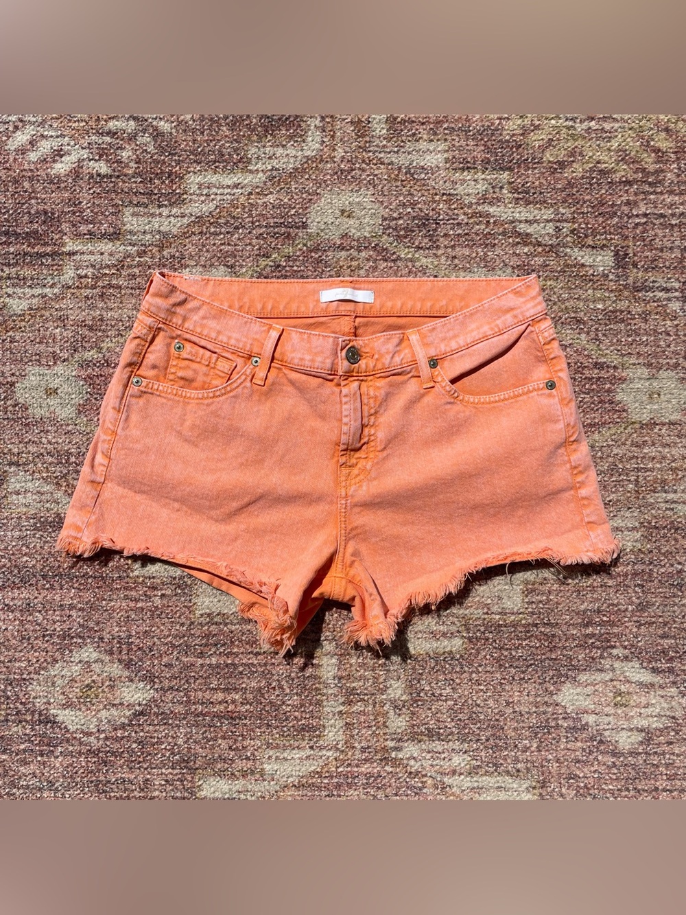 7 For All Mankind Orange Denim Cutoff Shorts Women’s 29
